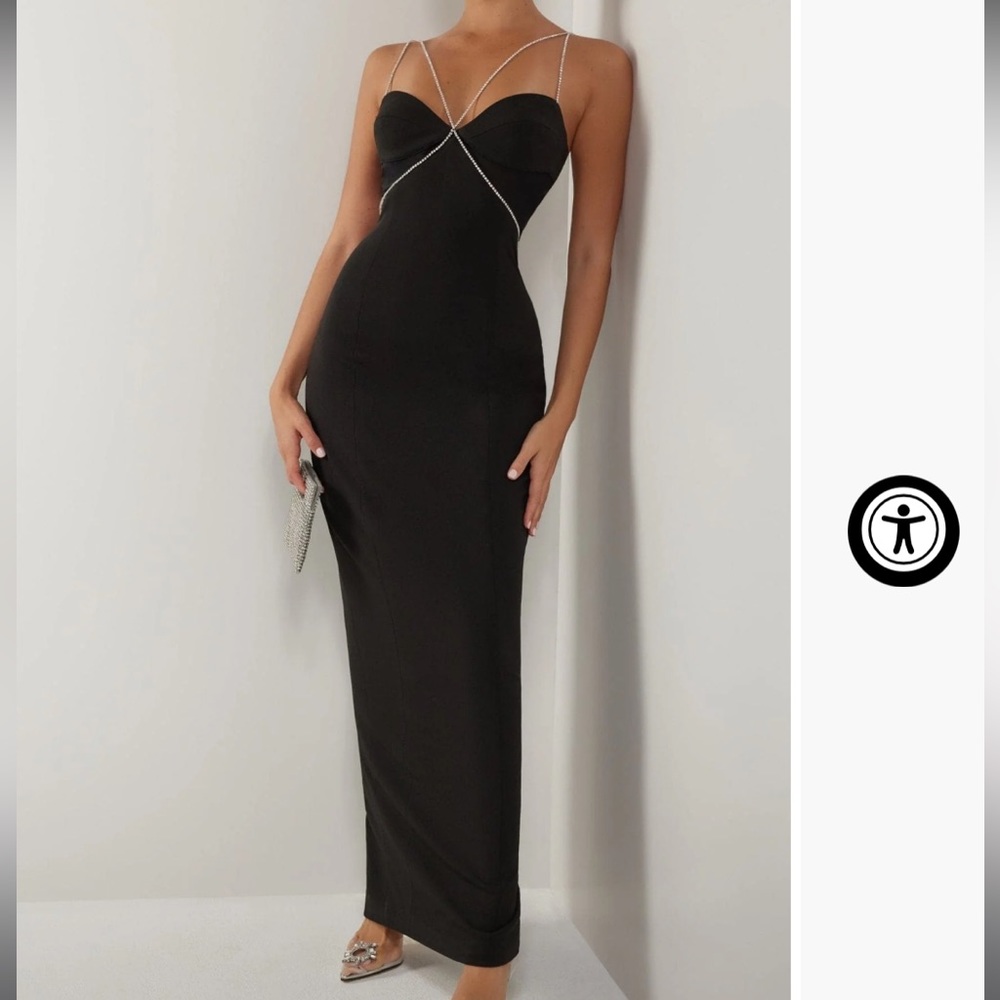 heiress beverly hills black strap cut diamond dress
